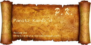 Panitz Karád névjegykártya